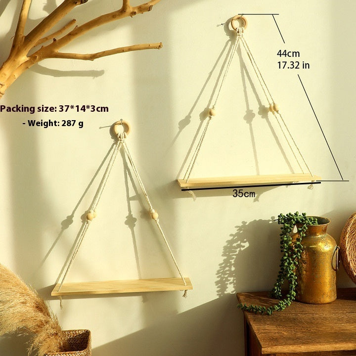 Cotton Thread Woven Wooden Board Wall Shelf