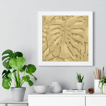 Golden Monstera Framed Print – Botanical Wall Art