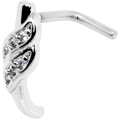 20G Clear CZ Swish Faux Hoop L Shaped Nose Ring