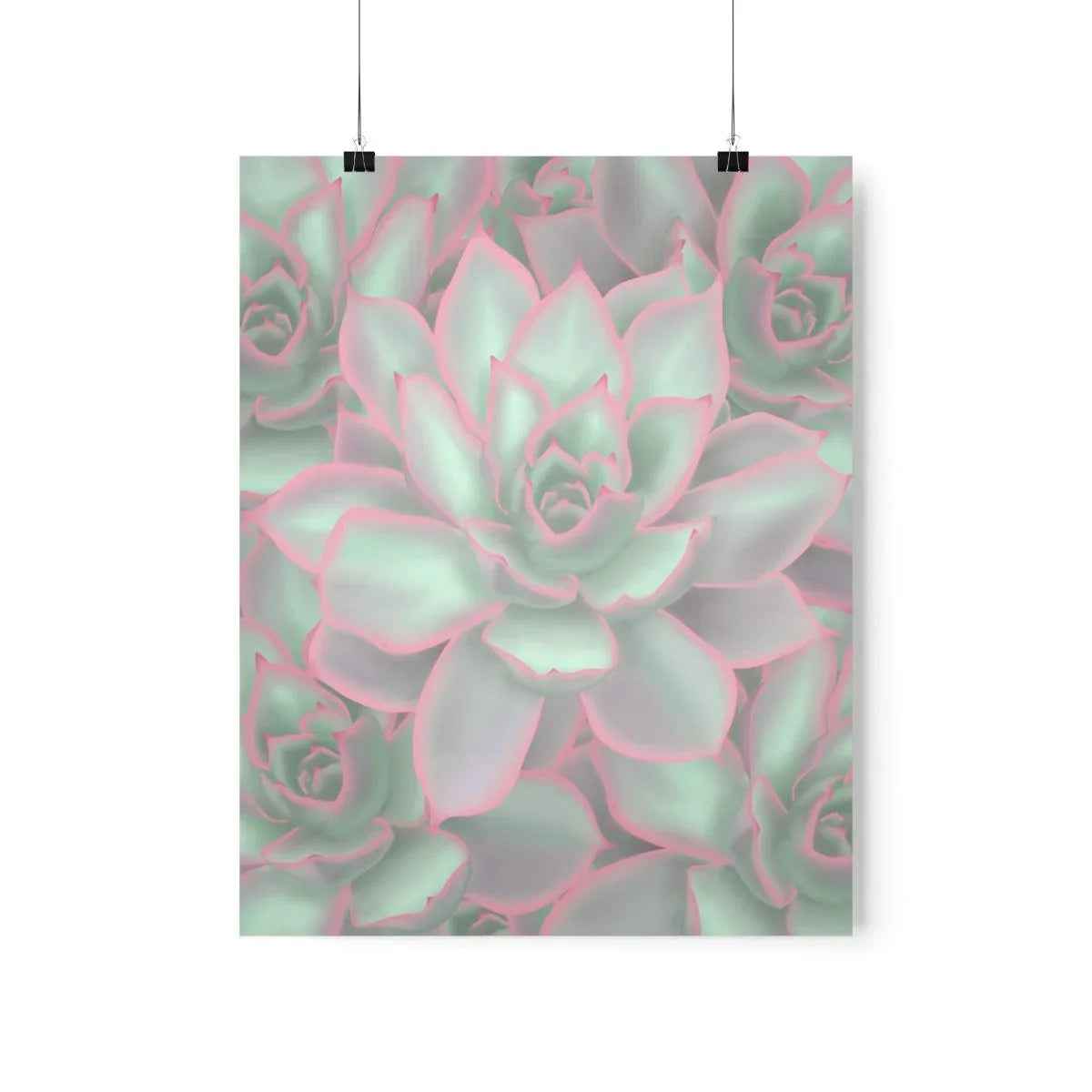 Echeveria Violet Queen Succulent Pattern Botanical Print – Unframed Wall Art