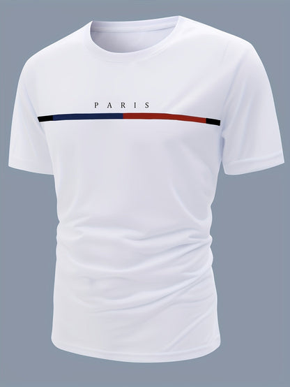 Men's  Paris Short-Sleeve Crew Neck Fitted T-Shirts