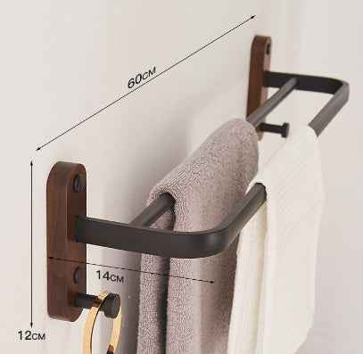 Solid Wood Towel Rack Perforation-free Bathroom Shelving