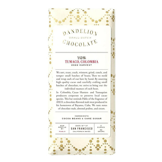 Dandelion Chocolate - Tumaco, Colombia (2OZ | 70%)