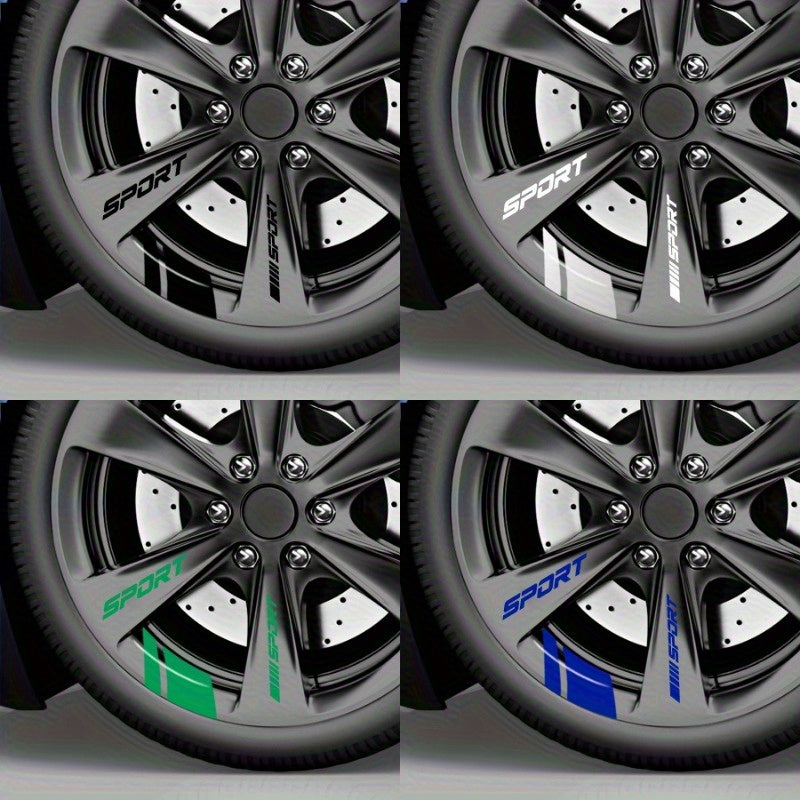20pcs Reflective Sport Car Wheel Rim Vinyl Stickers - Self-Adhesive Racing Stripe Decals with Glossy Finish, Checkered & Stripe Patterns, Red/ Colors, Irregular Shapes for Night Driving Safety, Easy Application & Removal, Dur