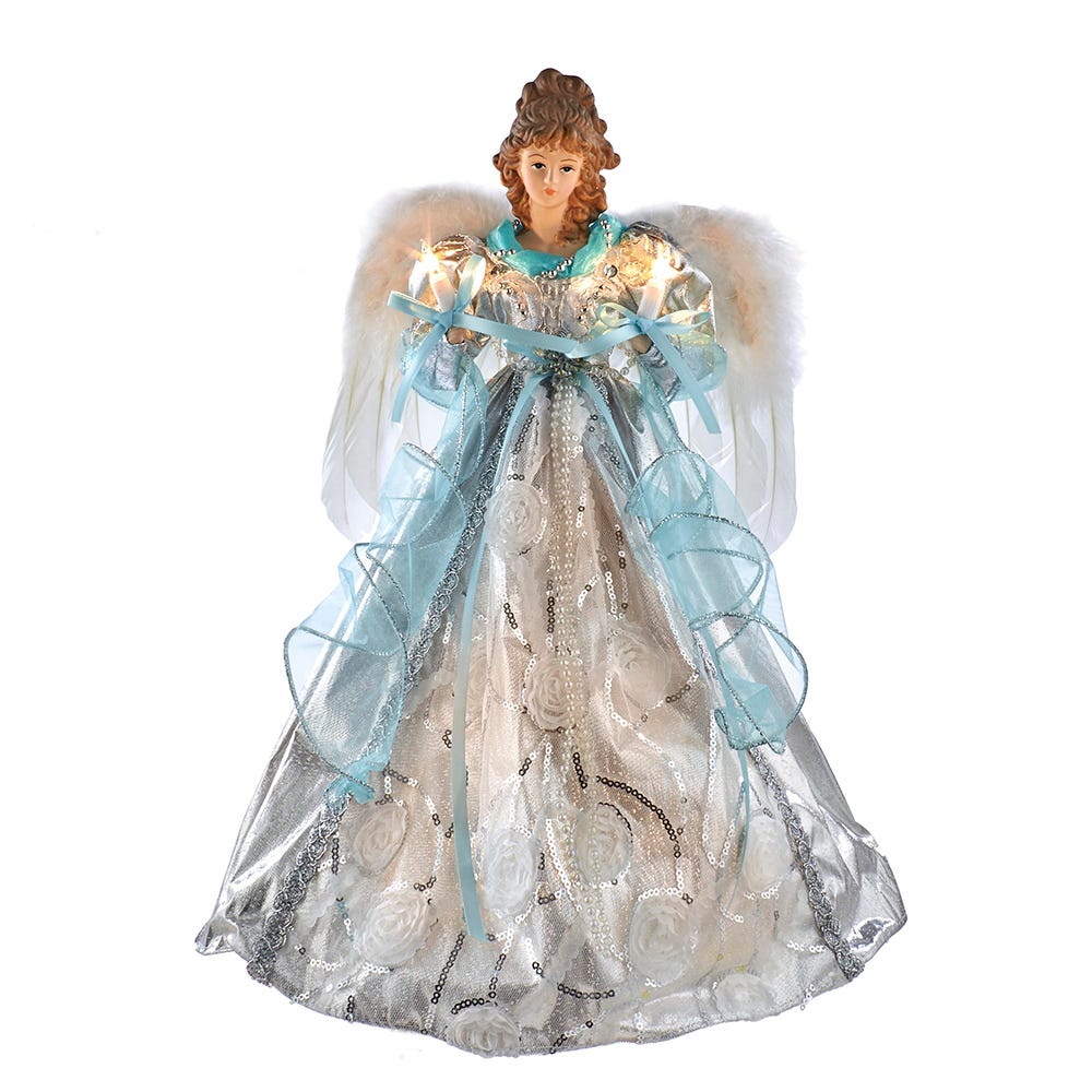 Silver and Blue Angel Lighted Treetop