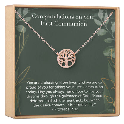 First Communion Tree Necklace