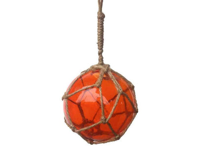 Orange Japanese Glass Ball Fishing Float Decoration Christmas Ornament 4""