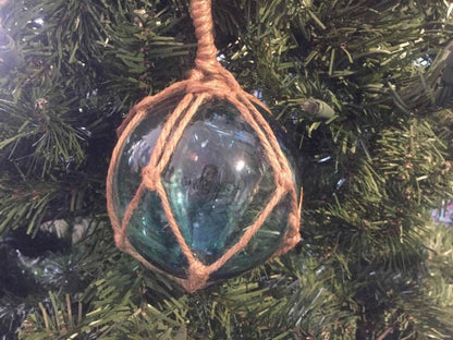 Light Blue Japanese Glass Ball Fishing Float Decoration Christmas Ornament 4""