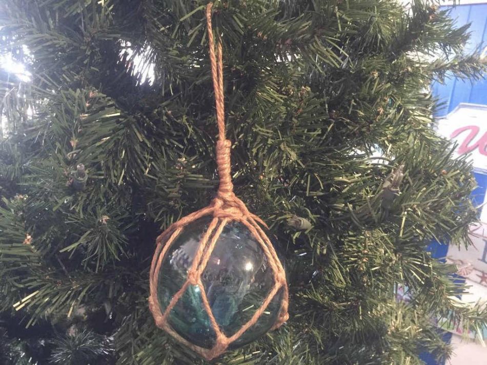 Light Blue Japanese Glass Ball Fishing Float Decoration Christmas Ornament 4""