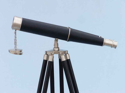 Floor Standing Admiral's Brushed Nickel with Leather Binoculars 62""