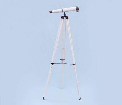 Floor Standing Admirals Bronzed With White Leather Binoculars 62""