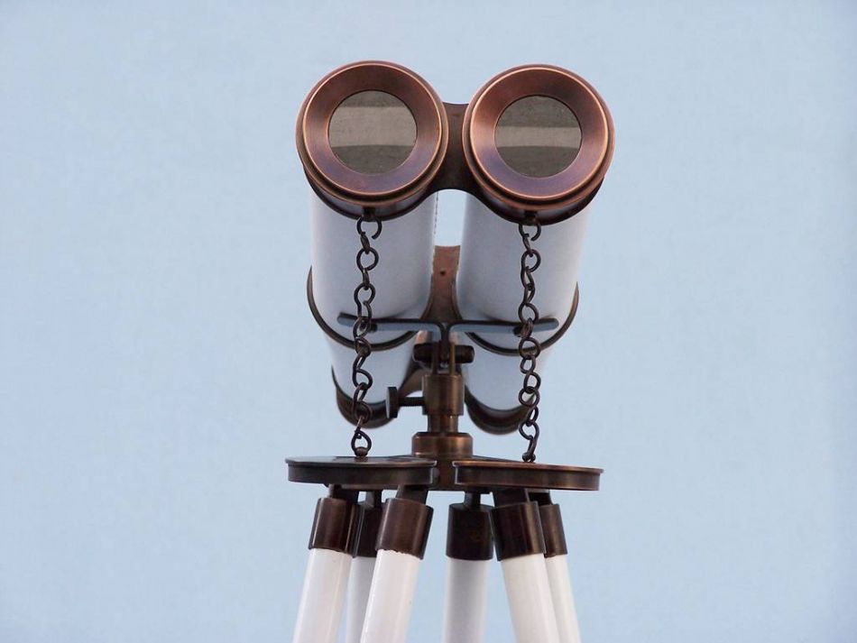 Floor Standing Admirals Bronzed With White Leather Binoculars 62""
