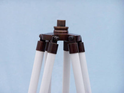 Floor Standing Bronzed With White Leather Galileo Telescope 65""