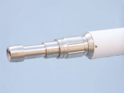 Floor Standing Brushed Nickel With White Leather Anchormaster Telescope 65""