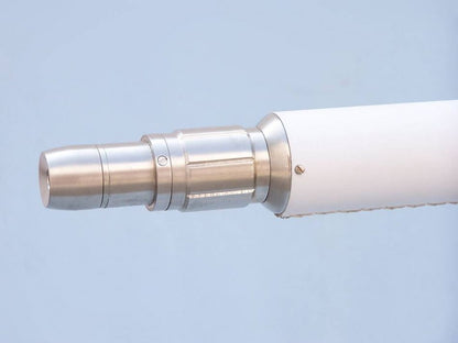 Floor Standing Brushed Nickel With White Leather Anchormaster Telescope 65""