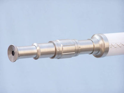 Floor Standing Brushed Nickel With White Leather Galileo Telescope 65""
