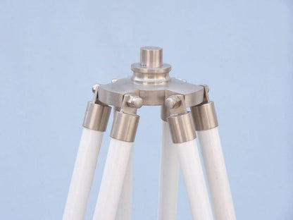 Floor Standing Brushed Nickel With White Leather Galileo Telescope 65""