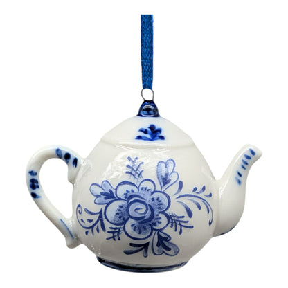 Porcelain Blue Teapot Ornament - Short