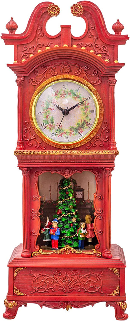 Musical Rotating Santa Mantle Clock - Rosy Red