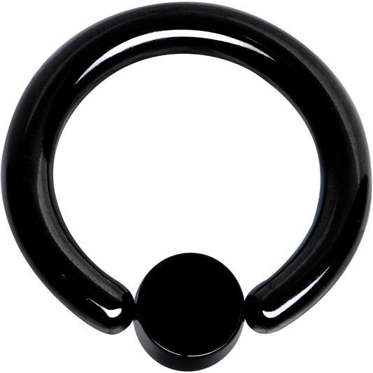 10G 1/2 Clear Gem 5mm Disc Black BCR Captive Ring