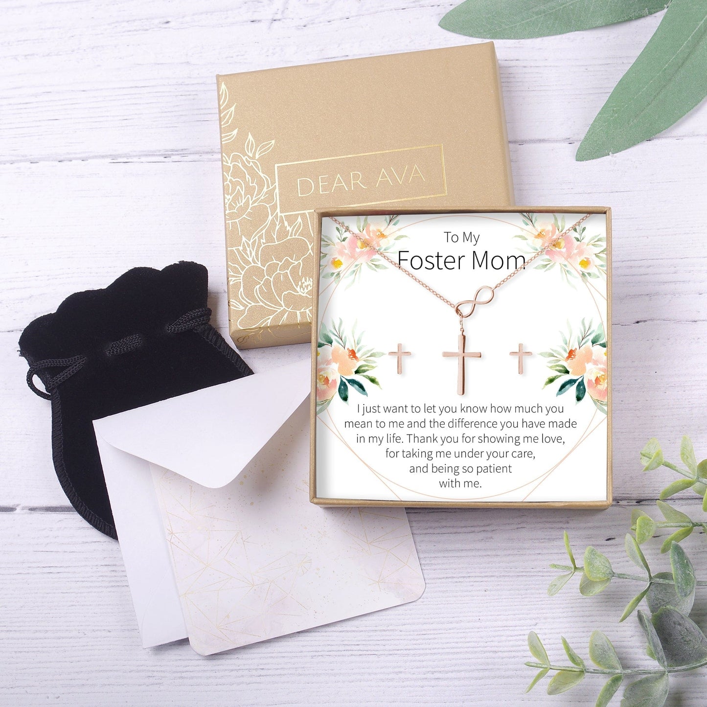 Foster Mom Cross Earring and Necklace  Jewelry Set