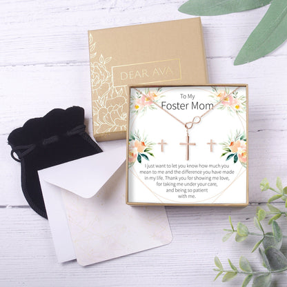 Foster Mom Cross Earring and Necklace  Jewelry Set