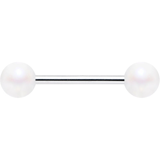 Matte Iridescent White 6mm Acrylic Ball Barbell Tongue Ring