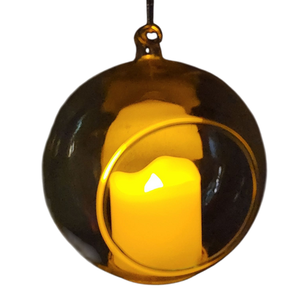 Battery-Operated Lighted LED Candle In Glass Ball Ornament