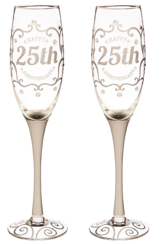25th Anniversary Champagne Flutes - Set of 2