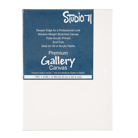 9x12 Premium Gallery Stretched Canvas: White, 1.5 inches Deep