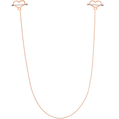 Rose Gold Tone Heart to Heart Dangle Nipple Chain
