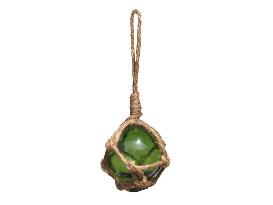 Green Japanese Glass Ball Fishing Float Decoration Christmas Ornament 2""