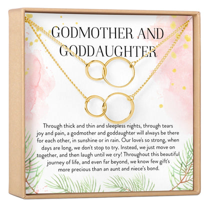 Godmother-Goddaughter Double Circles Necklace Set