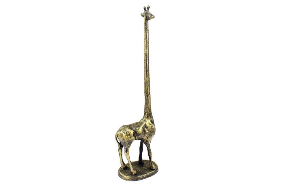 Rustic Gold Cast Iron Giraffe Paper Towel Holder 19""