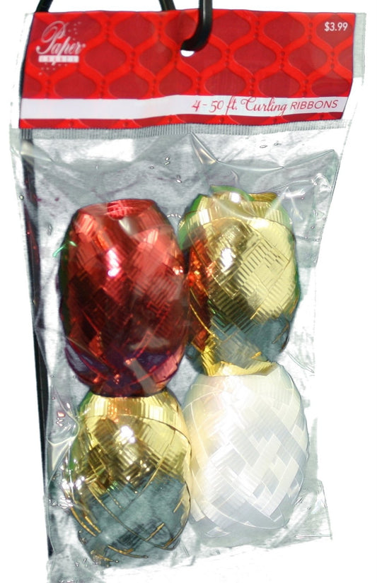 Curling Ribbon Eggs 4Pk - Blue(3)/Wht