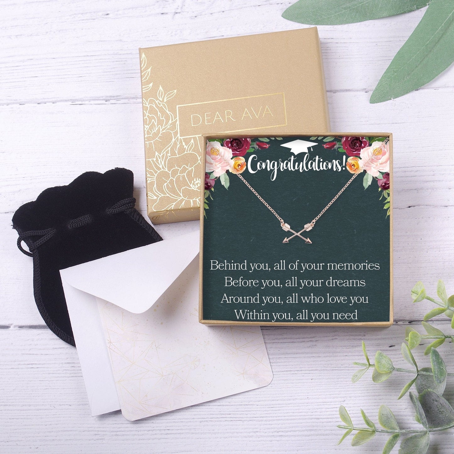 Graduation Double Intersecting Arrows Necklace