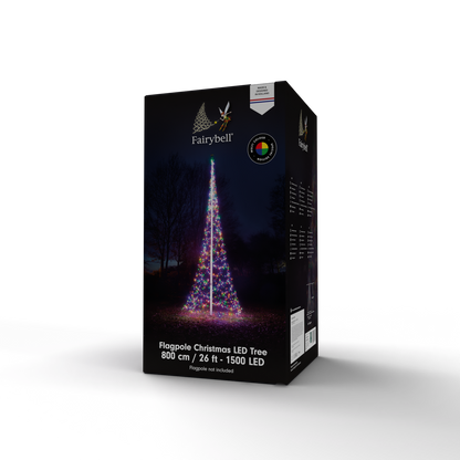 Fairybell 25 Foot Flagpole Tree - 1500 LED Multi Color