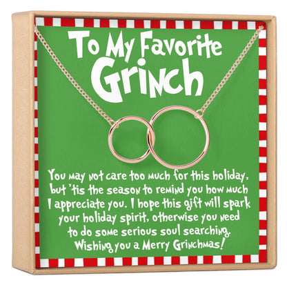 Grinch Christmas Interlocking Circles Necklace
