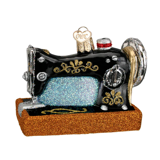 Old World Christmas Sewing Machine Glass Blown Ornament