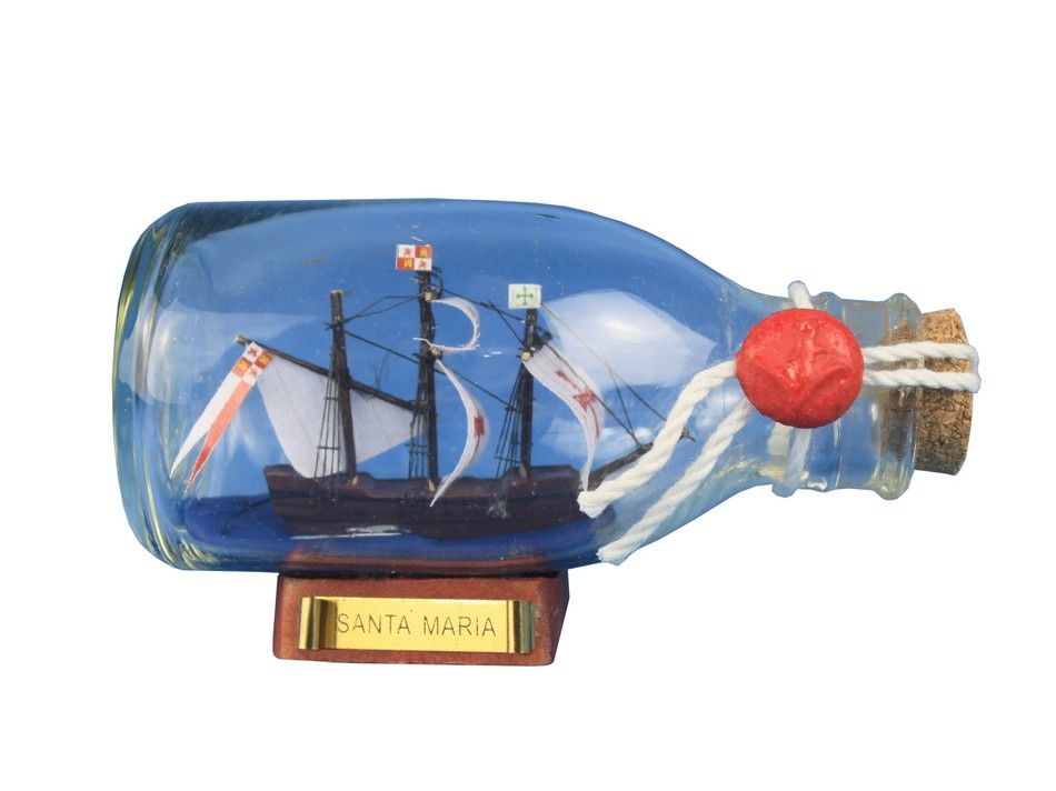 Santa Maria Model Ship in a Glass Bottle 5""