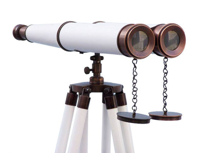 Floor Standing Admirals Bronzed With White Leather Binoculars 62""