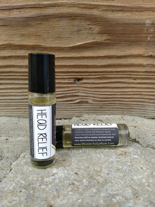 HEAD RELIEF- headache | migraine | allergies | natural pain relief | essential oils | roller bottle | all natural pain relief | head help