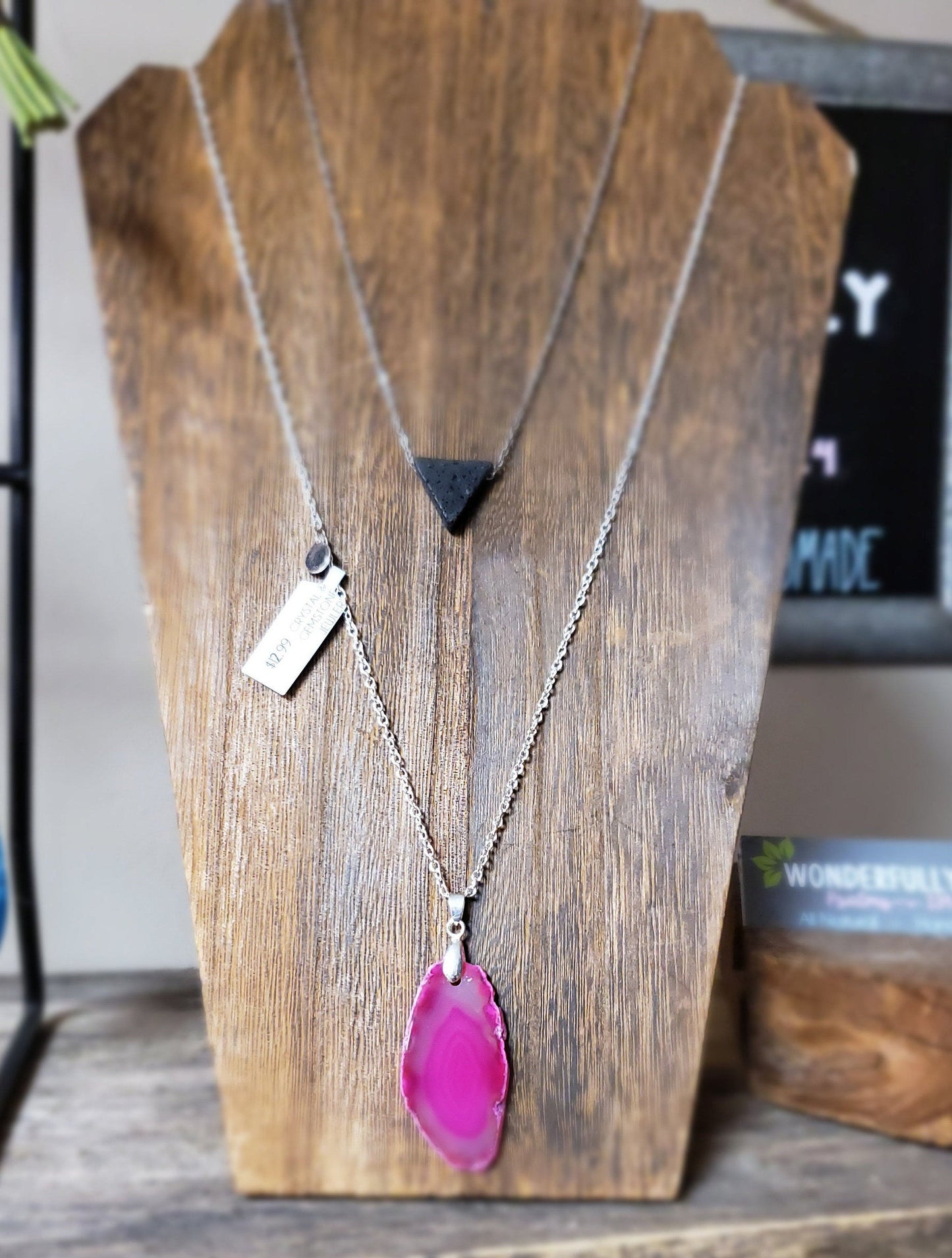 Essential Oil Diffusing Necklace | Simple Aromatherapy Anxiety | Gifts for her | Minimalist Jewelry | Triangle Lava Stone Rose Gold Silver