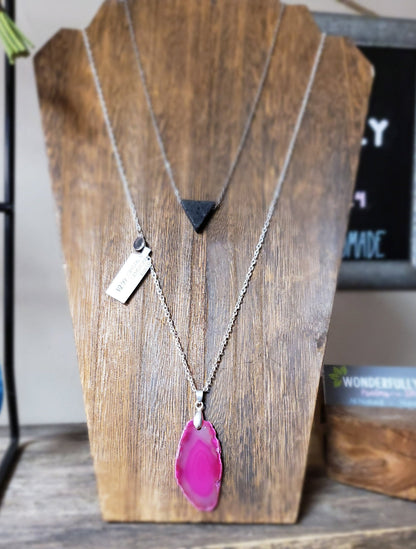 Essential Oil Diffusing Necklace | Simple Aromatherapy Anxiety | Gifts for her | Minimalist Jewelry | Triangle Lava Stone Rose Gold Silver