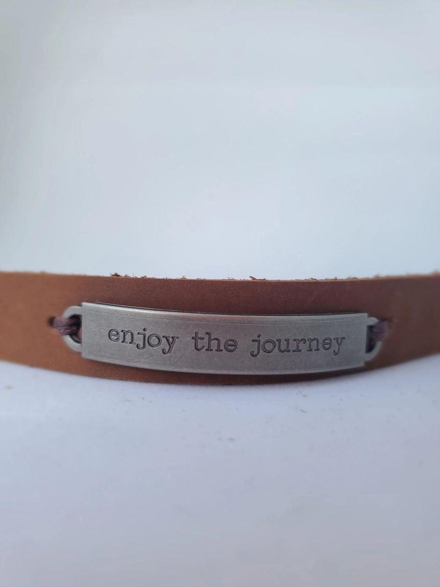 Leather bracelet stamped quote | Essential Oil Diffusing Bracelet | Leather diffusing jewlery