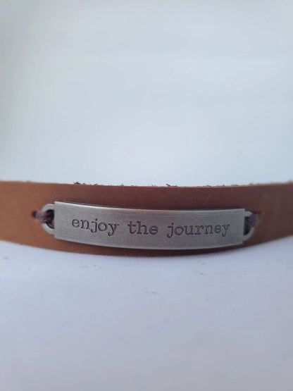 Leather bracelet stamped quote | Essential Oil Diffusing Bracelet | Leather diffusing jewlery