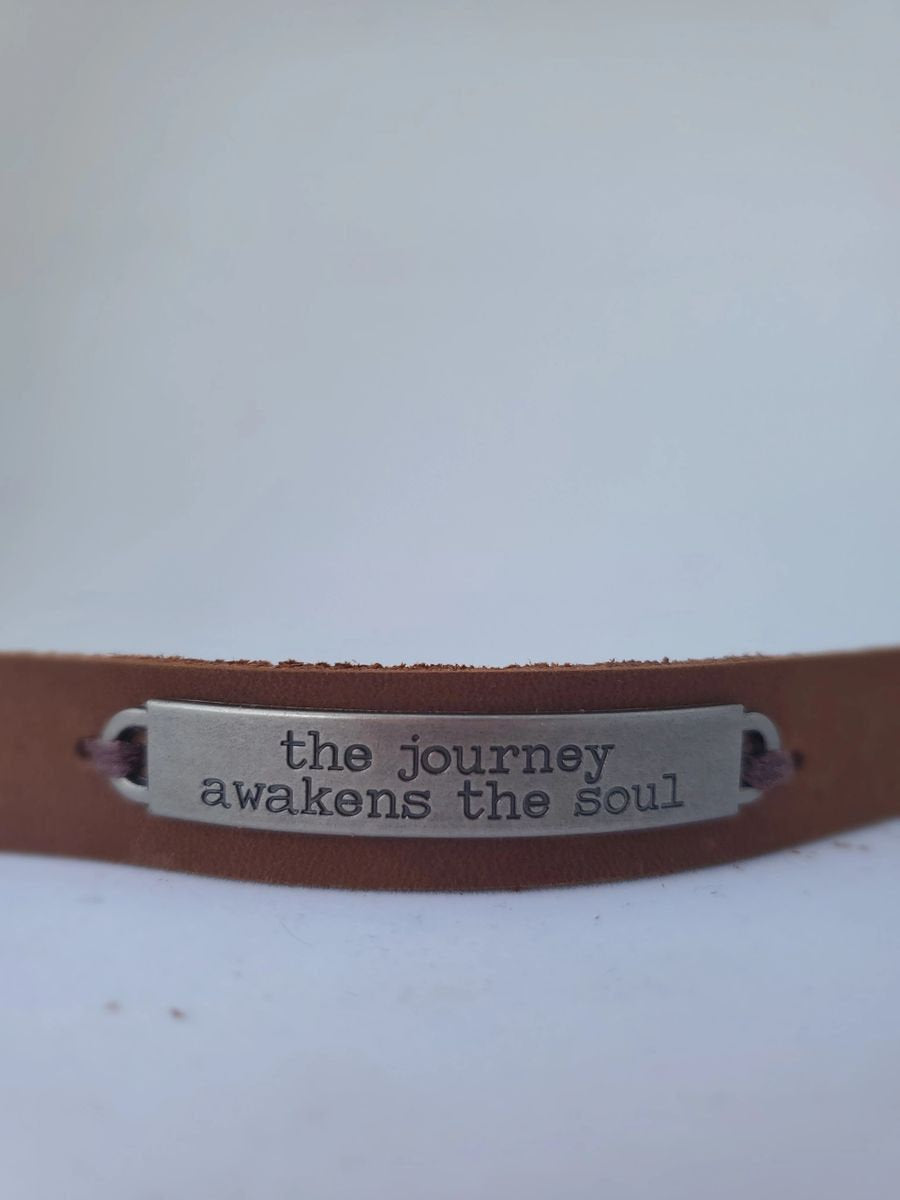 Leather bracelet stamped quote | Essential Oil Diffusing Bracelet | Leather diffusing jewlery