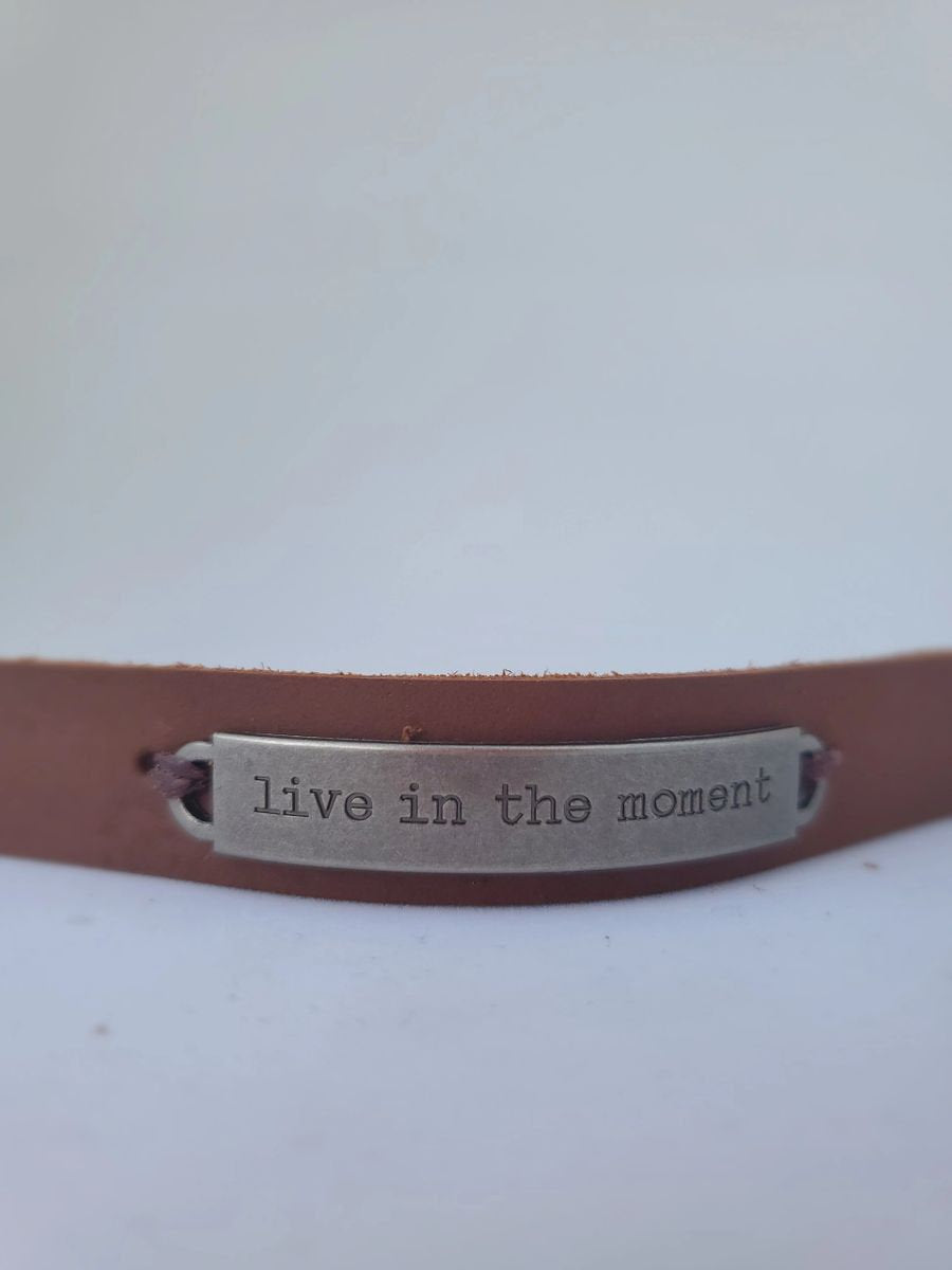 Leather bracelet stamped quote | Essential Oil Diffusing Bracelet | Leather diffusing jewlery
