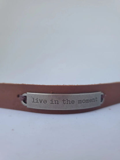 Leather bracelet stamped quote | Essential Oil Diffusing Bracelet | Leather diffusing jewlery
