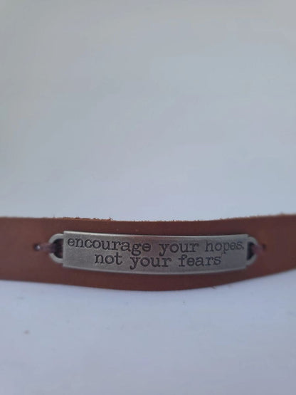 Leather bracelet stamped quote | Essential Oil Diffusing Bracelet | Leather diffusing jewlery